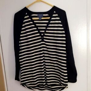 Chaps Women's Black and White Striped Blouse